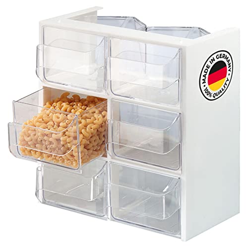 Westmark Schüttengehäuse, Mit sechs Schütten, Fassungsvermögen: je 1 l, Kunststoff, Venezia, Transparent/Weiß, 78052240
