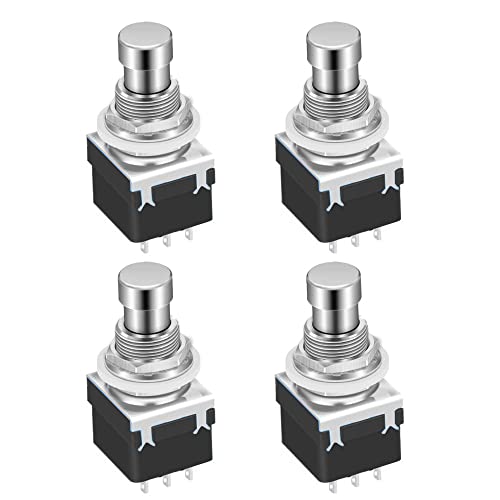 Gebildet 4pcs Gitarren Effektpedal 3PDT Fußschalter 9-pin Rastender Stomp Druckknopf Fußschalter für True Bypass-Lötösen
