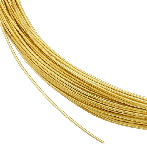 BENECREAT 20m 0.6mm Messing-Bastel-Schmuckdraht, Goldener Künstlerischer Perlendraht, Anlaufgeschützter Kupferdraht Für Schmuck, Perlen, Basteln, Herstellung von Ringen, Ohrringen, DIY