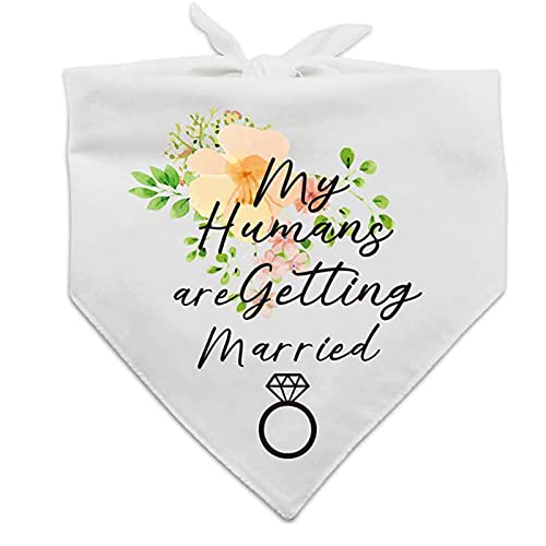 LAIYOHO Hunde-Bandanas My Humans Are Getting Married Pet Bandanas Hunde-Hochzeits-Bandana Hochzeits-Haustier-Hunde-Bandana-Schal mit eleganten Blumenblättern Rautenmustern für Hunde-Katzen-Liebhaber