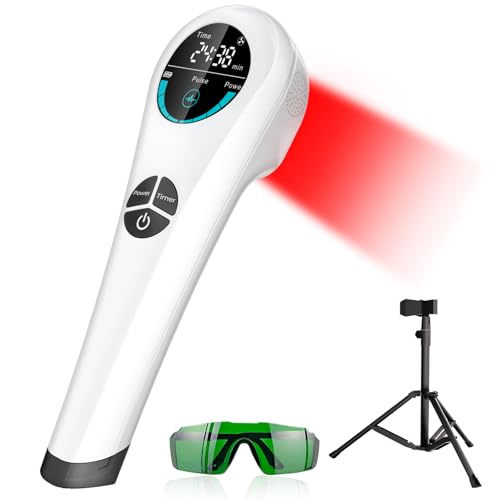 Orisary Rotlicht Therapiegerät für Körper, Schmerzlinderung mit Ständer, 4x808nm + 14x650nm, Pulswellen-Modus, 4000mAh Akku, für Muskel-, Gelenk-,Rücken- und Knieschmerzen (für Menschen und Haustiere)