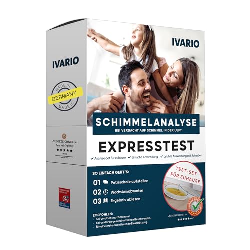 Schimmeltest - Expresstest für Zuhause: Der Schimmelpilz Schnelltest – Inkl. leicht verständlicher Anleitung, Auswertungstabelle und Schimmel-Ratgeber - Testen Sie Ihre Raumluft auf Schimmelpilzsporen