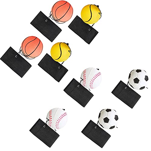 EIMZU Ball mit Schnur Kinder, 8 Stücke Sport Handgelenk Ball, Ø 6cm Ball An Der Schnur, Handgelenk Return Ball, Armband Spielzeug für Kinder Erwachsene