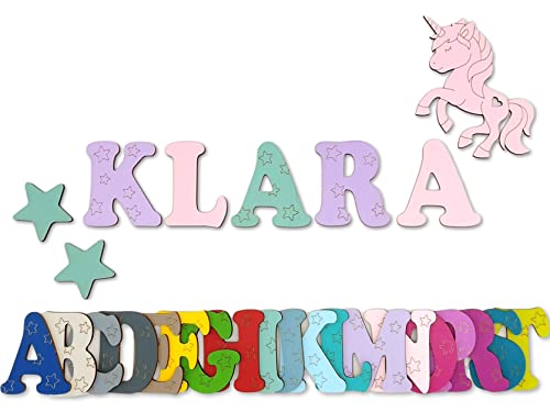 7cm Holzbuchstaben, Türbuchstaben Kinderzimmer, Freie Farbgestaltung, Taufgeschenk, Geburtsgeschenk, Kinderzimmer deko inkl. Klebepads (A)