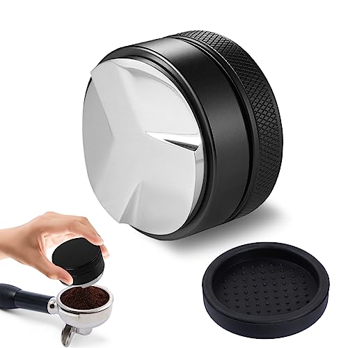 Coffee Distributor, 53 mm Kaffee Distributor mit 1 Silikonmatte für 54mm Kaffee Siebträger Vor dem Tampen, Einstellbare Tiefe, Anti-Rutsch Siebträger Zubehör für Sage Barista Express