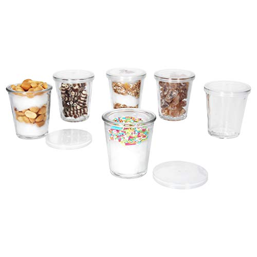 MamboCat 6er Dessertgläser-Set + Frischehaltedeckel I 65ml I Ø 5,7 cm I Becherglas I Rundrand I Dips, Desserts, Tapas, Meze, Cremes, Gewürze, Fingerfood I Glasprodukt von Gläser & Flaschen