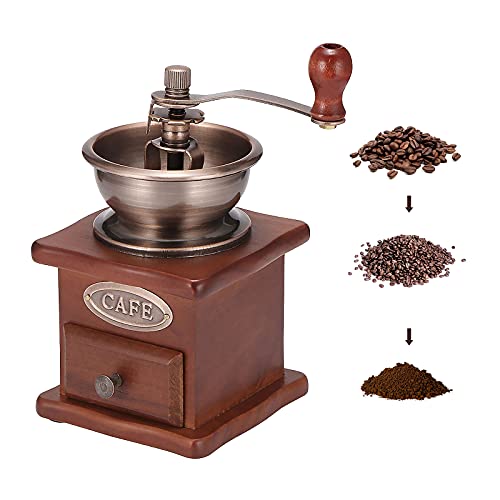 Kaffeebohnenmühle, braune mit Handkurbel, kaffe mühle alt,tragbare Kaffeemühle im antiken Design, kaffe mühle alt aus Edelstahl für Küche, Büro, Camping, Reisen
