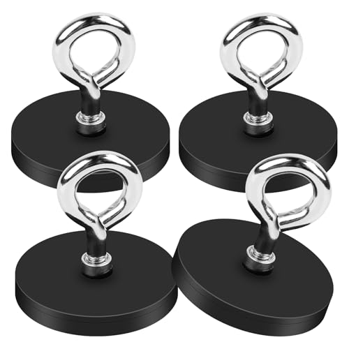 Neodym Magnete Gummiert mit M6 Aufhängering,43MM Magneten Schraubbar Seltenerdmagnet Magnete mit Loch Gummiert Magnete zum Anschrauben Topfmagnet,Magnete mit Gewinde,Neodym Magnete Extra Stark