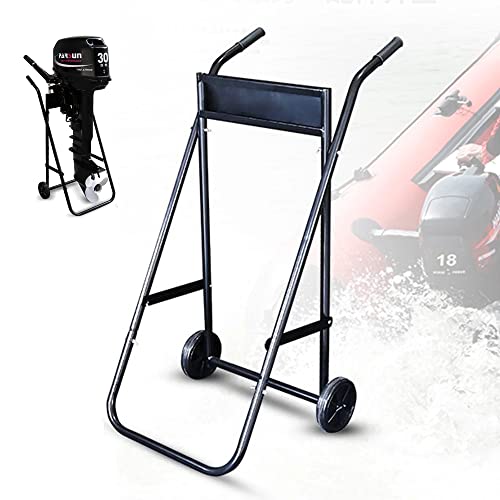 Nisorpa Außenbordmotorständer, zusammenklappbar, Außenbordmotorständer, 75 kg Kapazität, Außenbordwagen, Bootsmotorständer, schwarz mit Rädern für Lang- und Kurzwellenmotoren