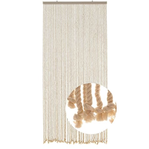 HAB & GUT -DV0110- Seilvorhang Türvorhang MARE 54 Stränge 90/200 cm Beige Zimmertüren Insektenschutz Balkon Terrasse Boho