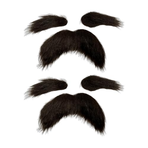 TYFGRT 2 Sets Selbstklebende Bart- Und Augenbrauen-Sets, Dickes Fake-Bart-Set, Theateraufführungs-Requisiten, Lustige Party-Requisiten, Geeignet Für Halloween, Abschlussball, Cosplay