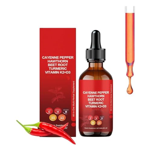 Rethes Cayennepfeffer-Tropfen, Aeluro Cayenne Drops, Gleame Pepper Supplement Liquid D-Srops, Gleame Cayennepfeffer D-Seile, natürlicher Cayennepfeffer-Flüssigkeitstropfen für Männer und Frauen (1)