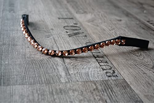 Generisch Stirnriemen mit großen Steinen Warmblut Vollblut Warmblut XL (Warmblut = 43 cm, Rosegold)