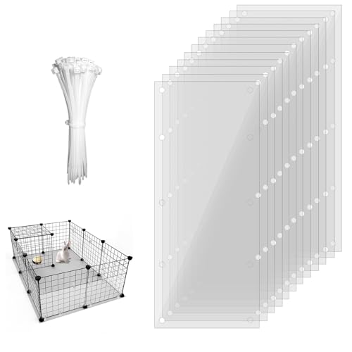 PEFAVPRO 12 Stück Haustierkäfigeinlage, Käfig-Urin-Schutz, 35x12 cm Haustierkäfig-Einlage mit 120 Stück Kabelbindern für Kaninchen, Meerschweinchen