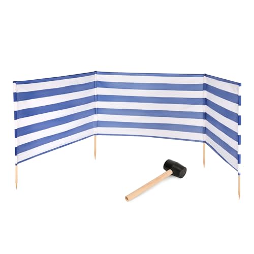 Garronda Strand Windschutz Sichtschutz 4m lang Plus Gummihammer GAEX001 (Streifen, 4 m)