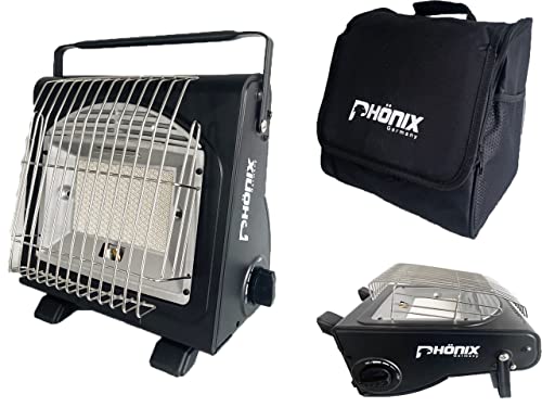 PHönix PH-100 Heizstrahler Gasheizung 1,7 KW Gasstrahler Keramik Camping Heizung Gaskocher + Tasche