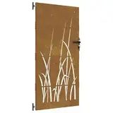 vidaXL Gartentor, Gartentür mit Gras-Design, Abschließbar Hoftor Eingangstor für Garten Terrasse, Tor Zauntor Gartenpforte, 85x200 cm Cortenstahl