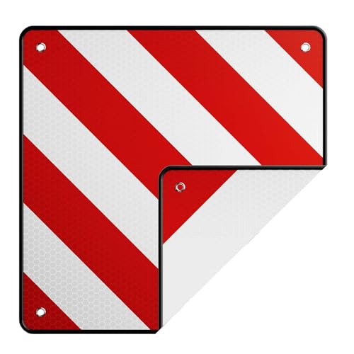 Wiltec 2in1 rot weiße Warntafel Spanien und Italien 50 x 50 cm, Fahrradträger Schild aus Aluminium, Warnschild für Heckträger reflektierend