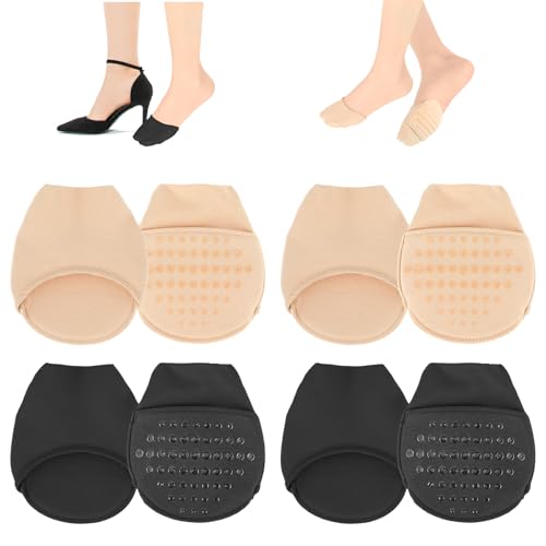 Gjinxi 4 Paar Füßlinge Damen Zehentopper Socken Unsichtbare Zehensocken Atmungsaktive No Show Halbsocken Rutschfeste Vorfußsocken High Heel Socken für Mädchen