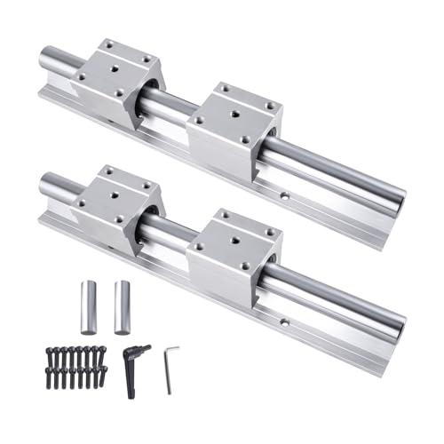 CNCMANS Splicable Linearführung SBR16-1000mm Linearschiene, Schienensatz enthält 2 Stück 1000mm Linearführung + 4 Stück SBR16UU Lagerblöcken + 2 Stück Passstifte für CNC-Maschinen (Gespleißt)