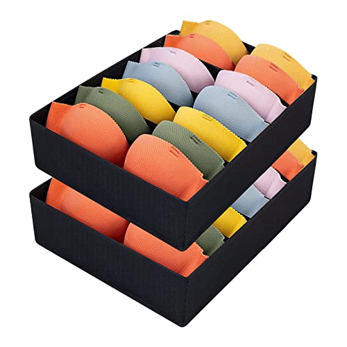 2 Stück Aufbewahrungsboxen 7 Zellen Schublade Bh Organizer, Faltbare Schubladen Unterwäsche Organizer für Unterwäsche zum Aufbewahren von BHS, Schublade Divider Home Schlafsaal Kleiderschrank