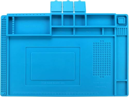 Magnetische Lötmatte,45 x 30 cm Reparatur- und Lötmatte Silikon, 500°C Werkbankmatte,für die Reparatur von Uhren, Telefonen Laptops