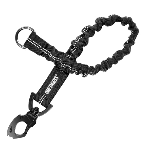 OneTigris Ruckdämpfer Hund 51cm, Hundeleine Nylon mit Tiger Zahn Metallclip, Leinenverlängerung Reflektierend für Spaziergänge, Radfahren