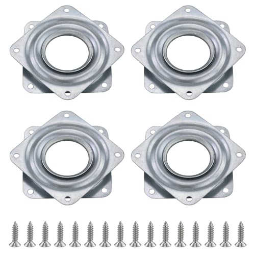 4 StüCk Drehlager Drehbeschlag,Plattenteller Drehlager Verzinktes,Quadratisch Drehbeschlag,3 Zoll 360°Drehscheibe Kugellager Mit Schrauben,FüR Sitz Anzeigen Regal Esstisch MöBel
