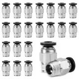 BOXOB 20stk PC4-M10 Pneumatische Verbindungsfittings, Push-to-Connect Gerade Männlich PTFE Schlauchkupplung 3D-Drucker Zubehör für Pneumatische Systeme & Langstrecken-Extrusion