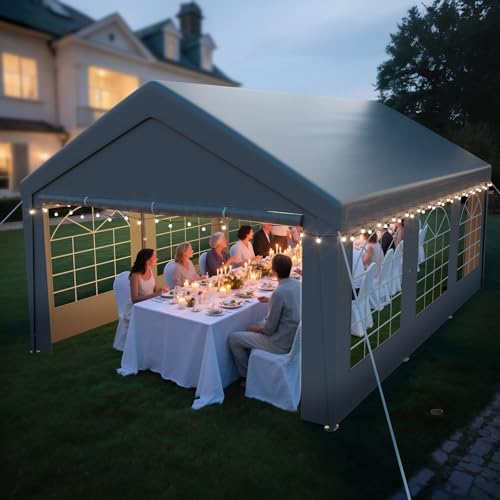 arvioo Pavillon 4x6, Mach Dein Garten zur Partyzone, Partyzelt mit Seitenwänden & Giebelteilen, UV-beständig & Wasserdicht, Festzelt aus Verzinkte Stahlgestänge & PE-Plane (Grau)