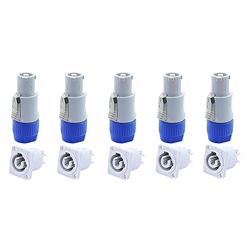 PONNYC 10 Stücke/5 Sätze 3Pin AC Netzstecker Chassis Plattenmontage 250 V 20A Typ A NAC3FCA + NAC3MPA-1 Out/In Lichtstromanschluss (Color : 5xE1005)