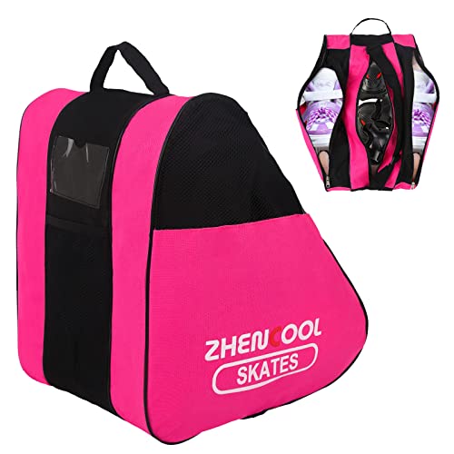 GLAITC Inliner Tasche Rollschuhe Tasche Schlittschuhtasche Inliner Tasche Erwachsene mit Verstellbar Trageriemen Skischuhtasche für Kinder/Erwachsene Herren Damen Pink