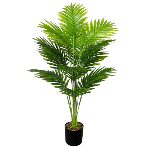 AIVORIUY künstliche Pflanzen wie Echt Areca Palme kunstpflanze im Topf Groß Gefälschte Kunstbaum für den Innen- und Außenbereich Wohnzimmer Schlafzimmer Büro Dekoration (80cm Grüne Palme)