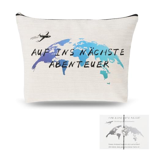 Reise Geschenk, World Globe Bracelet Bringen Sie Grußkarten Mit,Reisekosmetiktasche, Freundschaftsarmbänder - Auslandsjahr Abschiedsgeschenk Für Freunde, Familie, Kollegen, Weltreisende