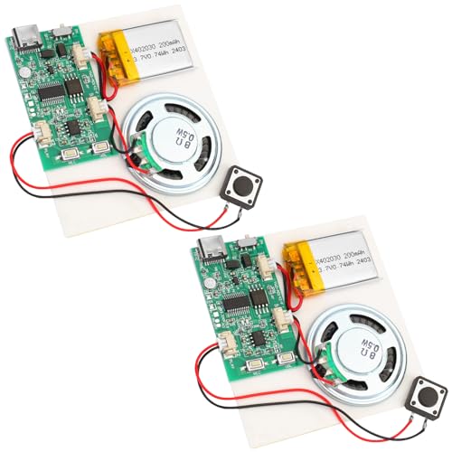 2PCS Programmable Sound Recorder Module - DIY Music Voice Recording Module Chip with Speaker, Can Recording 16 Minutes Sound Music for Personalized Greetings, Holiday Crafts Cards