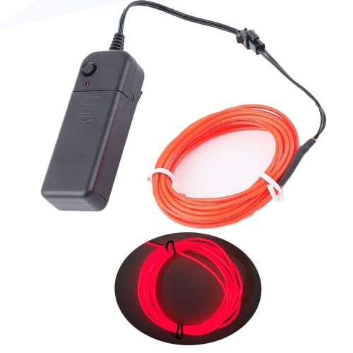 CAM2 5m Neonlichter Batteriebetriebener Draht Hohe Helligkeit Elektrolumineszenz Multi Farben EL Draht für Weihnachtsfeier Indoor Ourdoor Dekoration Hochzeit Pub (Rot)