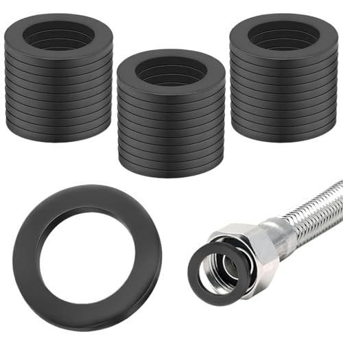 30 Stück 3/4 Zoll Dichtungsringe O-Ring Dichtungen Sanitär Flachdichtung Dichtringe Gummi Wasserhahn Dichtung Unterlegscheiben Schwarz für Dichtung Duschkopf Waschbecken Ablauf Poolpumpe Pool