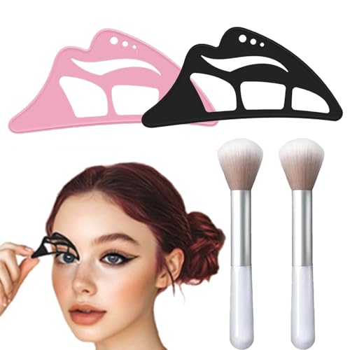 2 Stück Lidschatten Schablone WISIRENT, Eyeliner Schablone Lidschattenvorlage Silikon Eyeliner Schablonen, Wiederverwendbares Lidschatten Hilfstool, Eyeshadow Template mit Make Up Pinsel für Eyeliner