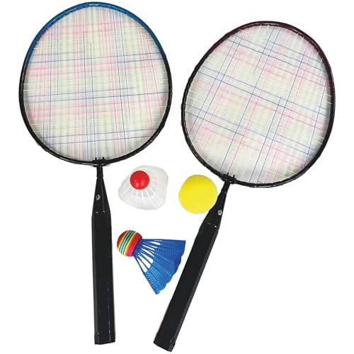 BEST SPORTING Federball Set – Perfekt für Kinder & Erwachsene – 2 Schläger (46 cm) mit verkürztem Schaft, inkl. Federball, Softball & Schaumstoff-Federball – Badminton Set für Outdoor & Strand