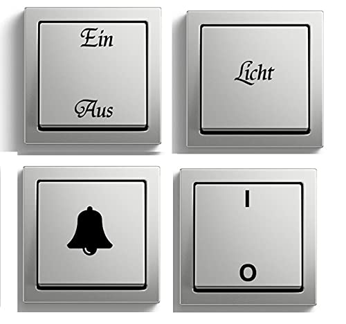 generisch Schalter Beschriftung Set Lichtschalter Glocke Heizung Schalter Aufkleber (125/2) (Silbergrau Glanz)
