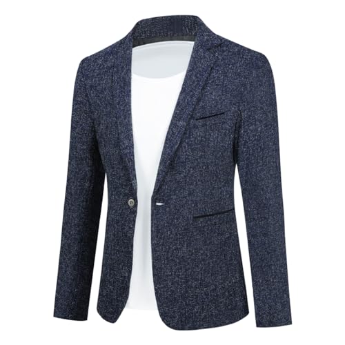 Allthemen Herren Sakko Sportlich Baumwolle Blazer Slim Fit Modern Jacke Jackett Casual Anzugjacke für Männer Blau L