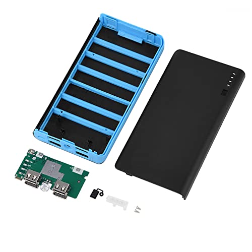 Tragbares Ladegerät Power Bank DIY Kit,20000mAh Eingebaute Platine mit LCD-Digitalanzeige und Blinklicht,4 USB-Ausgang Hochgeschwindigkeits-Ladevorgang für Handys,Tablet (Keine Batterien)(Blau)