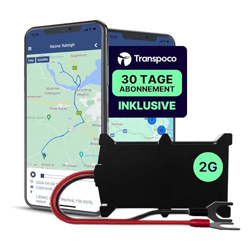 Transpoco GPS Tracker Auto mit Integrierter SIM - 2G Tracking Fahrzeug, Wohnmobil, PKW, Motorrad, Transporter, LKW - Warnungen, Geofencing, Live-Tracking (ABO erforderlich)