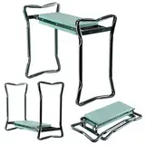 KADAX Kniebank für Gartenarbeit, klappbarer Gartenhocker mit Schaumkissen, 59,5x49x27,5cm, Hocker für Gartenarbeit, Gartenkniebank, Kniehilfe, Kniebänke (Grün Ohne Tasche)
