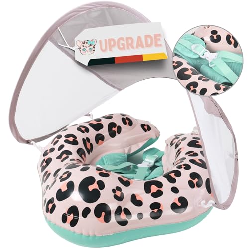 EDWEKIN® Premium Baby Schwimmring Leoni 2025 mit UV-Dach (UPF 50+) | TÜV geprüft | Idealer Baby Float für 6–36 Monate | Stilvoll, sicher & bequem – der niedlichste Schwimmreifen für Kinder