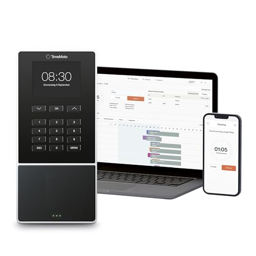 TM-616 Cloud-basiertes Zeiterfassungsgerät mit RFID und PIN-Steuerung, für bis zu 200 Benutzer, Terminplanung, Arbeitszeitberichte, Wi-Fi, App für iOS/Android