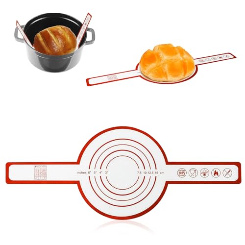 Silikon-Backmatte, Brot Backen Zubehör, Lange Backmatte, Silikon Teigunterlage, Wiederverwendbare Dutch Oven Zubehör für Teig,Macarons,Kekse(Groß,Rot）