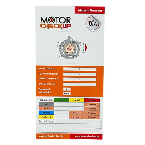MOTORcheckUP Selbstauswertung in 20 min, Öl Analyse, Motor Diagnose, Öl Check, Motoröl Test, Öl Test