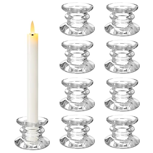 8 Stück Kerzenhalter Stabkerzen,Dekorativer Klar Kerzenständer Stabkerzen Set,Stabkerzenhalter Glas für Hochzeit,Weihnachten Kerzenhalter Glas