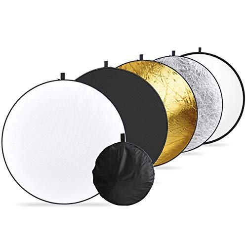 Ruberg 5 in1 Faltreflektor Foto 30cm Reflektor Fotografie Faltbar Rund Reflektor Licht Reflektor Diffusor Lichtreflektor Fotografie in Weiß Gold Silber Schwarz Transparent für Studio Foto